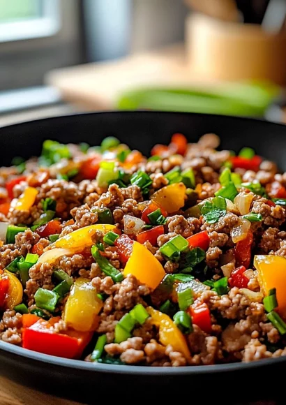 Delicious Ground Turkey Delight served on a plate with fresh vegetables
