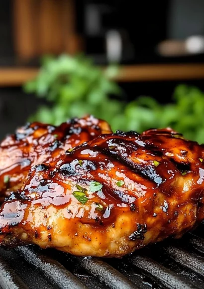 Delicious BBQ chicken sizzling on the grill, ready to be served.