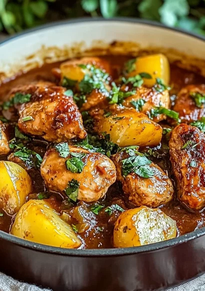 Delicious Honey Butter Peach Chicken garnished with fresh peaches and herbs.