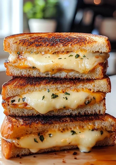 Delicious grilled cheese sandwich with melted cheese and golden crust