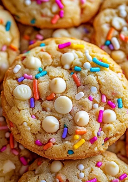 Colorful Fruity Pebbles Cookies on a baking sheet
