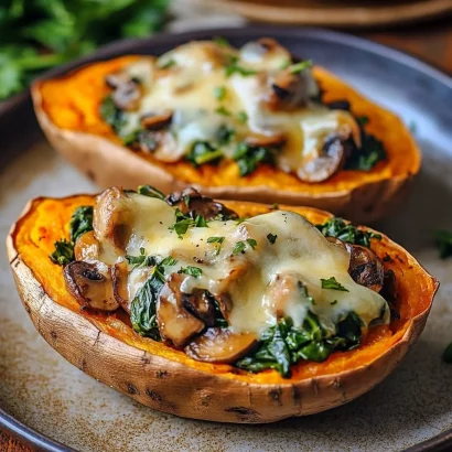 Thumbnail for Stuffed Sweet Potatoes with Mushroom and Spinach